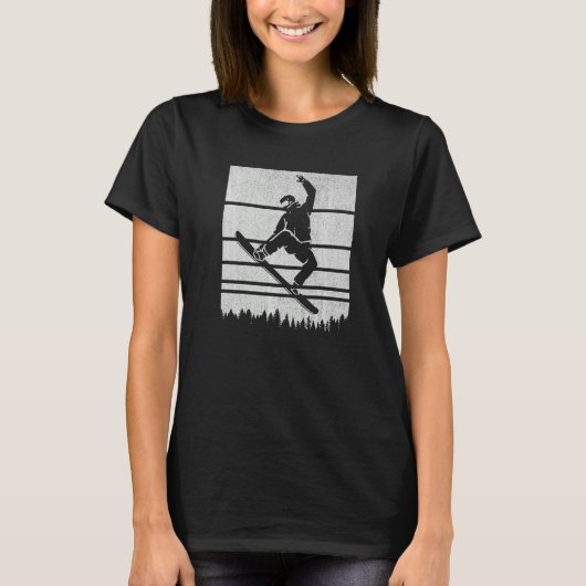 Retro Snowboarden Snowboard Sunset T-shirt (Voorkant)
