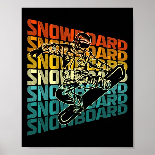 Retro Snowboarden Wintersport Design SN Poster (Voorkant)