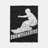 Retro Snowboarder Silhouette Sno Fleece Deken (Voorkant)