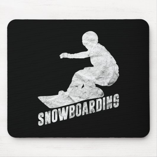 Retro Snowboarder Silhouette Sno Muismat (Voorkant)