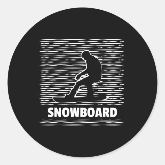 Retro Snowboarder Wintersport Split Ronde Sticker (Voorkant)