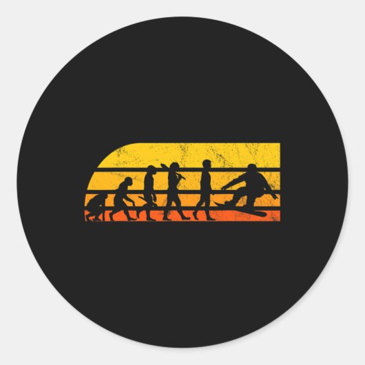 Retro Snowboarding Evolution Ronde Sticker (Voorkant)