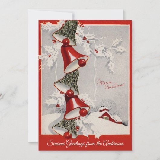  Retro Snowcapped Kerstballen Custom Feestdagenkaart (Voorkant)