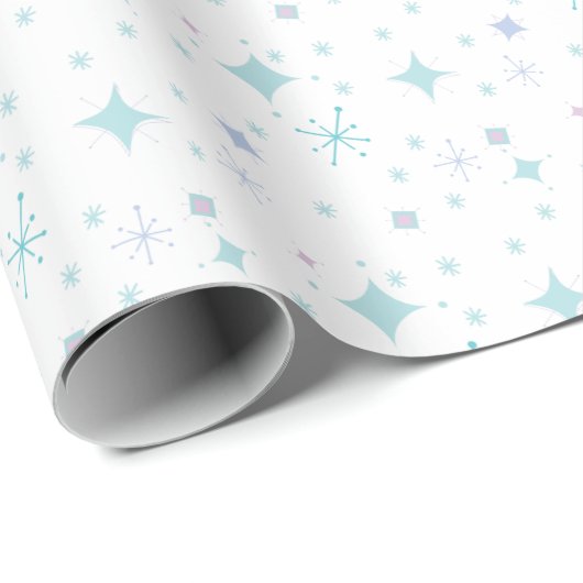 Retro Snowflake en Sparkle Pattern Cadeaupapier (Rol Hoek)