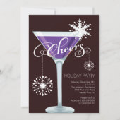 Retro Snowflake Holiday Cocktail Party Uitnodiging (Voorkant)