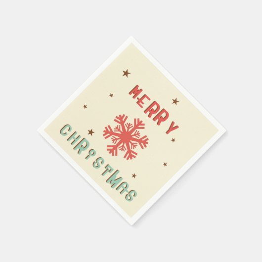 Retro  Snowflake Merry Kerstmis Servet (Hoek)