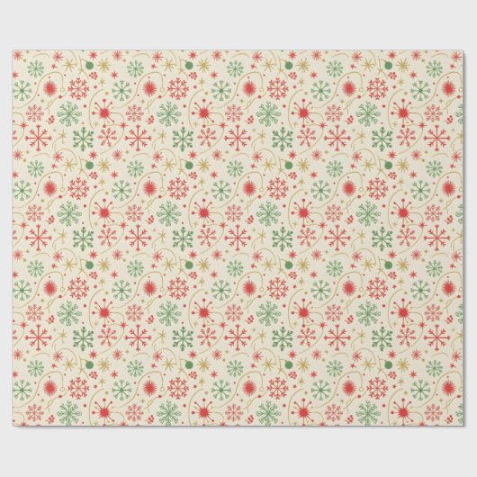 Retro Snowflake Pattern Cadeaupapier (Vlak)