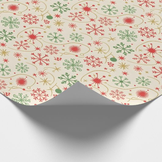 Retro Snowflake Pattern Cadeaupapier (Hoek)