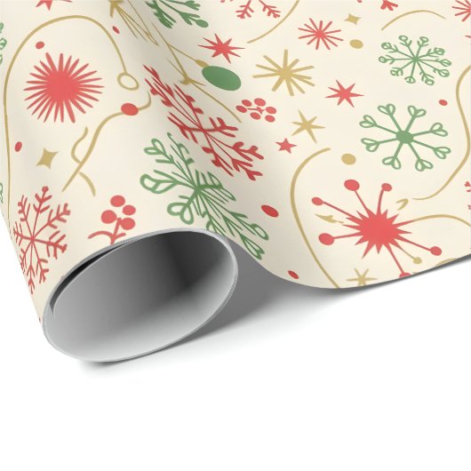 Retro Snowflake Pattern Cadeaupapier (Rol Hoek)
