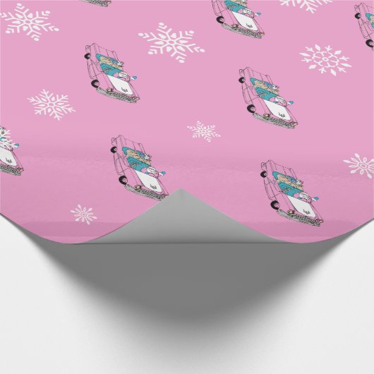 Retro - Snowflakes & auto Cadeaupapier (Hoek)