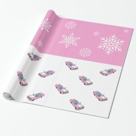 Retro - Snowflakes & auto Cadeaupapier