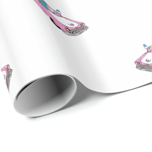 Retro - Snowflakes & auto Cadeaupapier (Rol Hoek)