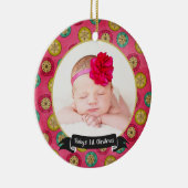 Retro Snowflakes Baby's eerste kerstversiering Keramisch Ornament (Rechts)