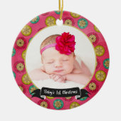 Retro Snowflakes Baby's eerste kerstversiering Keramisch Ornament (Voorkant)