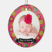 Retro Snowflakes Baby's eerste kerstversiering Keramisch Ornament (Links)