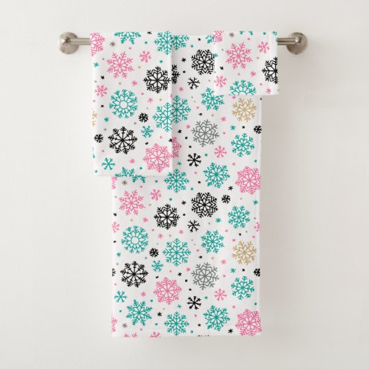 Retro Snowflakes Bad Handdoek (Insitu)