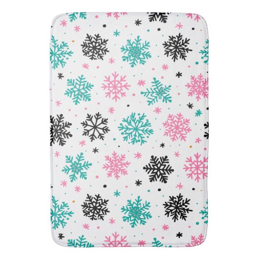 Retro Snowflakes Badmat (Voorkant Verticaal)