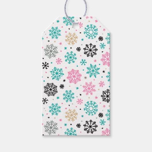 Retro Snowflakes Cadeaulabel (Voorkant)