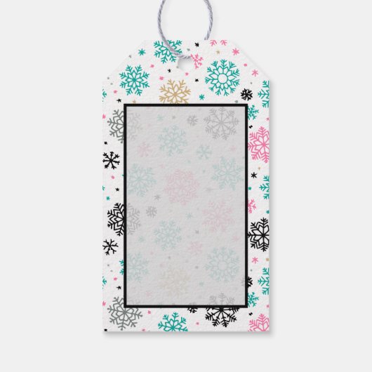 Retro Snowflakes Cadeaulabel (Achterkant)