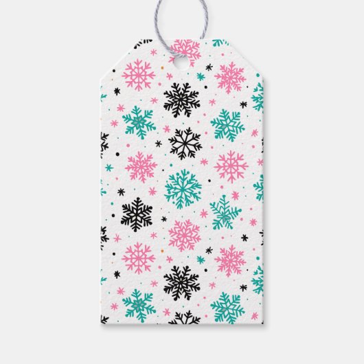Retro Snowflakes Cadeaulabel (Voorkant)