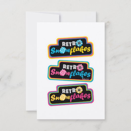 Retro Snowflakes CMYK Stickers (Voorkant)
