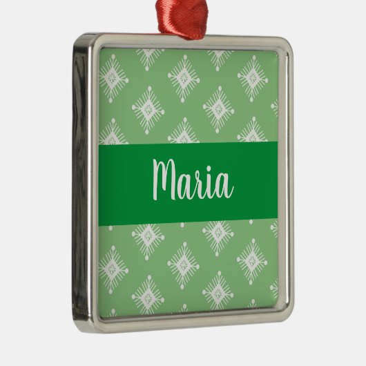 Retro Snowflakes Design Kerstmis aanwezig Metalen Ornament (Rechts)