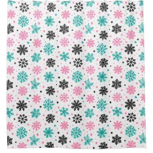 Retro Snowflakes Douchegordijn (Voorkant)