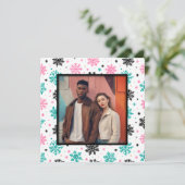 Retro Snowflakes Feestdagenkaart (Staand voorkant)