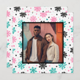 Retro Snowflakes Feestdagenkaart