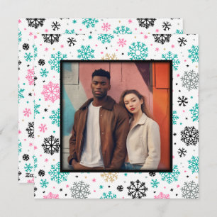 Retro Snowflakes Feestdagenkaart