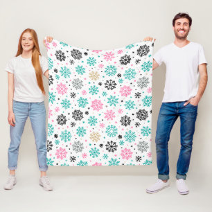 Retro Snowflakes Fleece Deken
