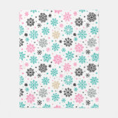 Retro Snowflakes Fleece Deken (Voorkant)