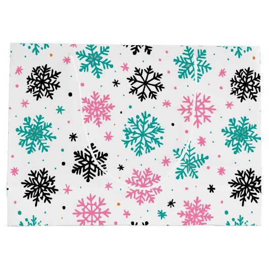 Retro Snowflakes Groot Cadeauzakje (Achterkant)