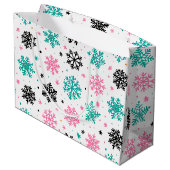 Retro Snowflakes Groot Cadeauzakje (Achterkant Gekanteld)