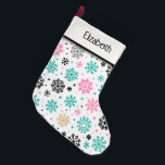 Retro Snowflakes Grote Kerstsok<br><div class="desc">Happy Holidays!</div>