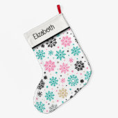 Retro Snowflakes Grote Kerstsok (Achterkant (Hangend))