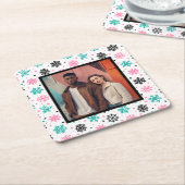 Retro Snowflakes Kartonnen Onderzetters (Schuin)