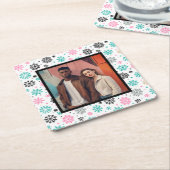 Retro Snowflakes Kartonnen Onderzetters (Schuin)