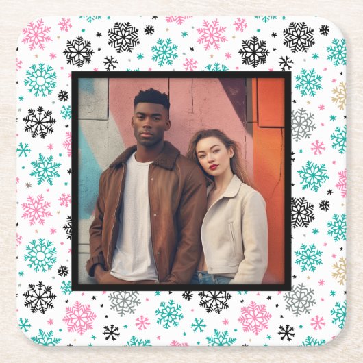 Retro Snowflakes Kartonnen Onderzetters (Voorkant)