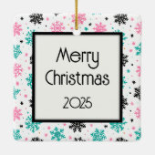 Retro Snowflakes Keramisch Ornament (Achterkant)