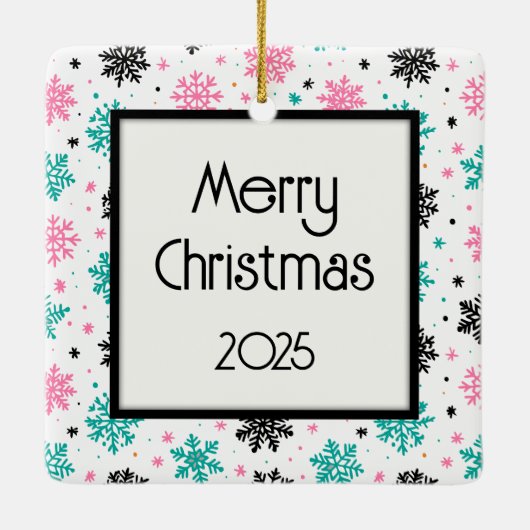 Retro Snowflakes Keramisch Ornament (Achterkant)