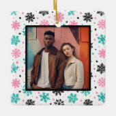 Retro Snowflakes Keramisch Ornament (Voorkant)