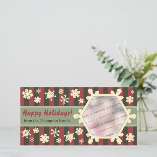 Retro Snowflakes Kerstkaart (Staand voorkant)