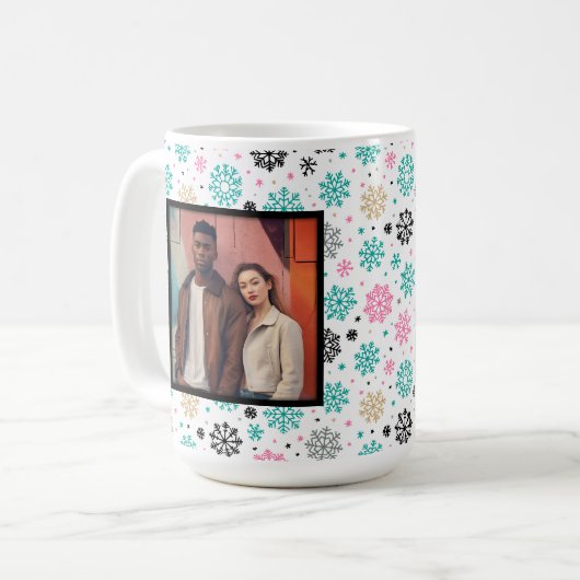 Retro Snowflakes Koffiemok (Voorkant links)