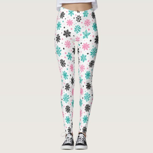 Retro Snowflakes Leggings (Voorkant)