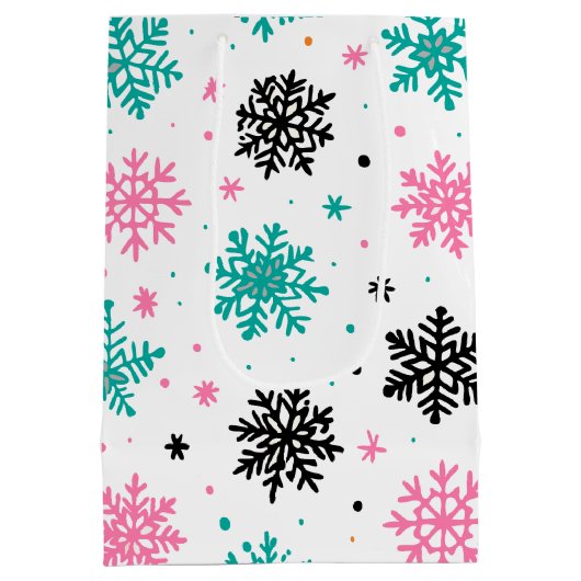 Retro Snowflakes Medium Cadeauzakje (Achterkant)