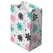 Retro Snowflakes Medium Cadeauzakje (Achterkant Gekanteld)