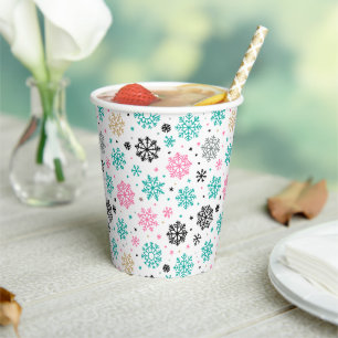 Retro Snowflakes Papieren Bekers