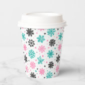 Retro Snowflakes Papieren Bekers (Voorkant)