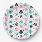 Retro Snowflakes Papieren Bordje (Voorkant)